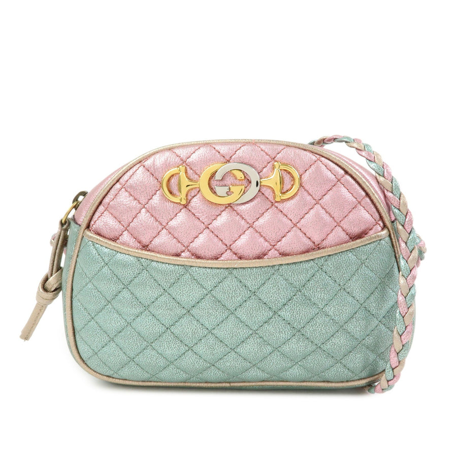 Gucci Trapuntata Camera Quilted Laminated Leather Pink Bag