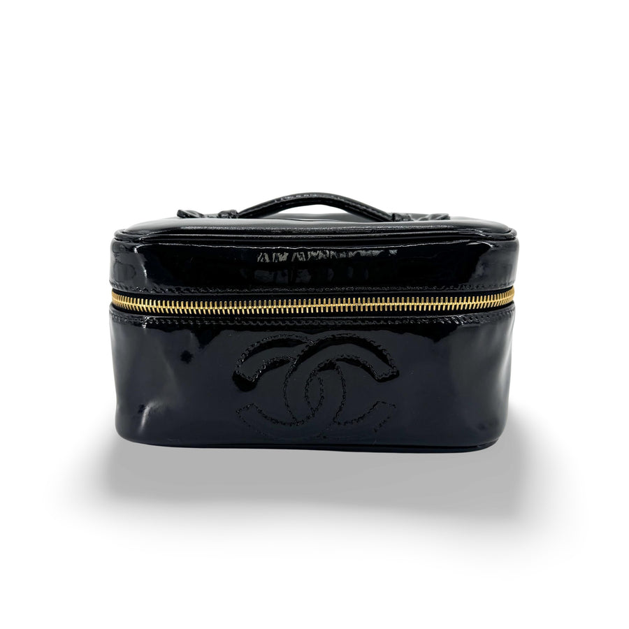 Chanel Vintage Timeless Cosmetic Case Patent Black Patent_leather Bag