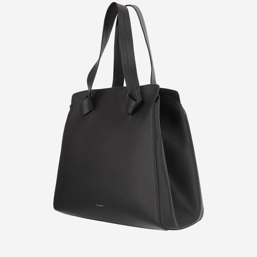 Jil Sander Knot Shoulder Bag — Black Calfskin