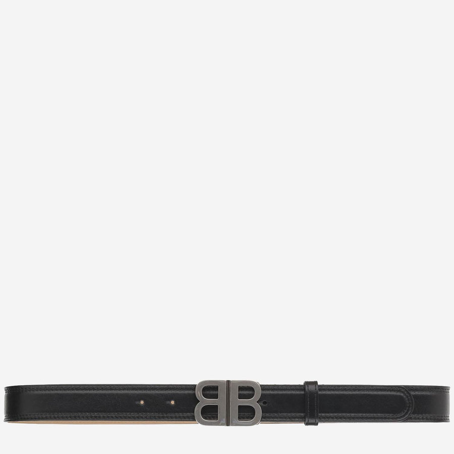 Balenciaga Soft Lambskin Bb Logo Belt — Black