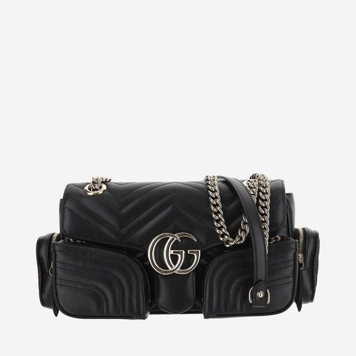 Gucci Matelassé Leather Shoulder Bag — Black