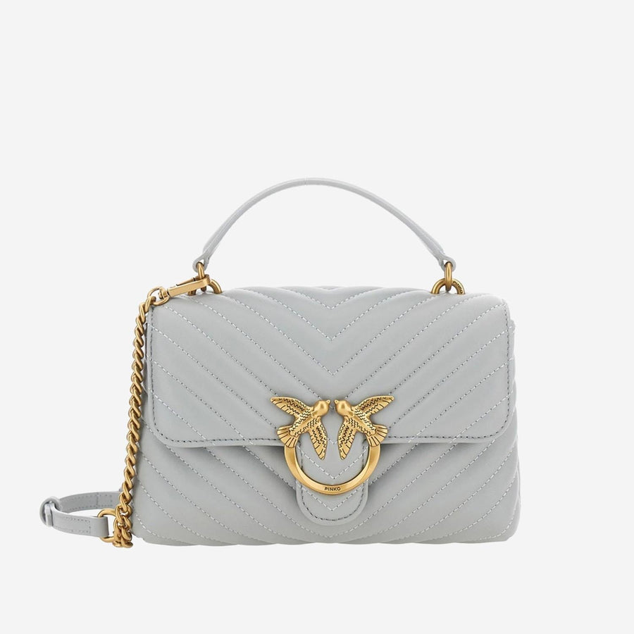 Pinko Quilted Calf Leather Shoulder Bag — Gray