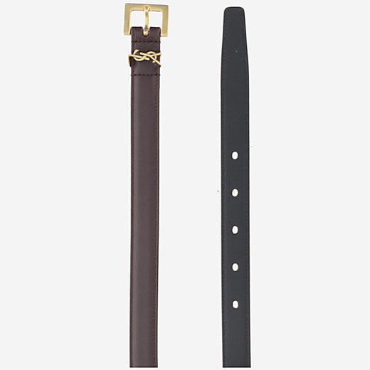 Saint Laurent Cassandre Belt — Brown Calfskin Leather