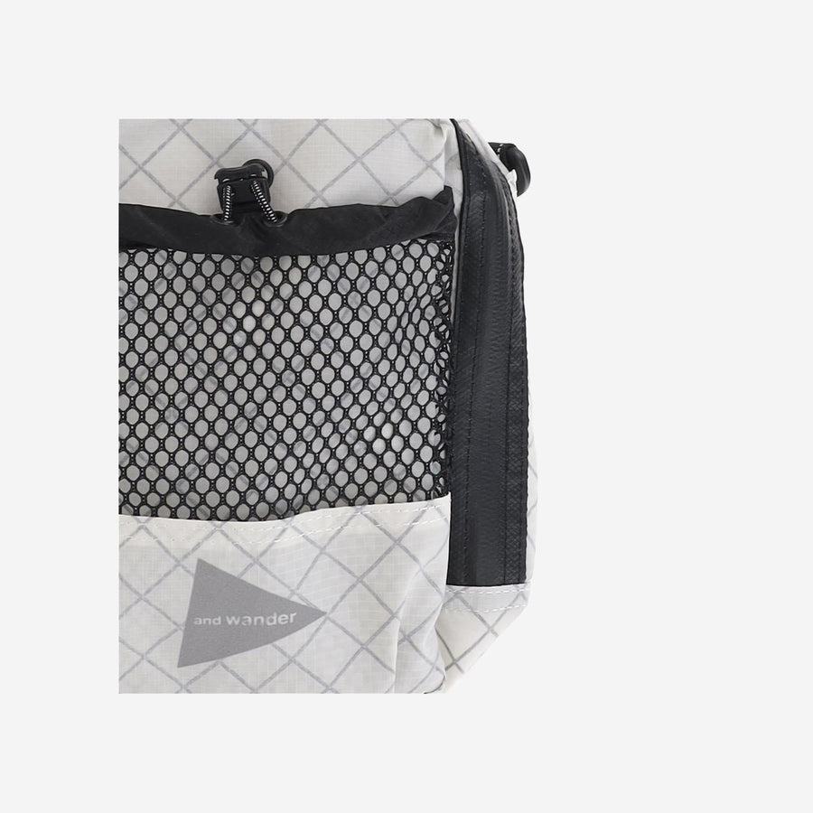 And Wander Checkered Nylon Crossbody Bag — White Polyester