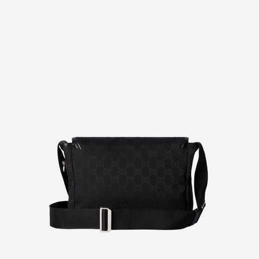 Gucci Gg Monogram Fabric Shoulder Bag — Black