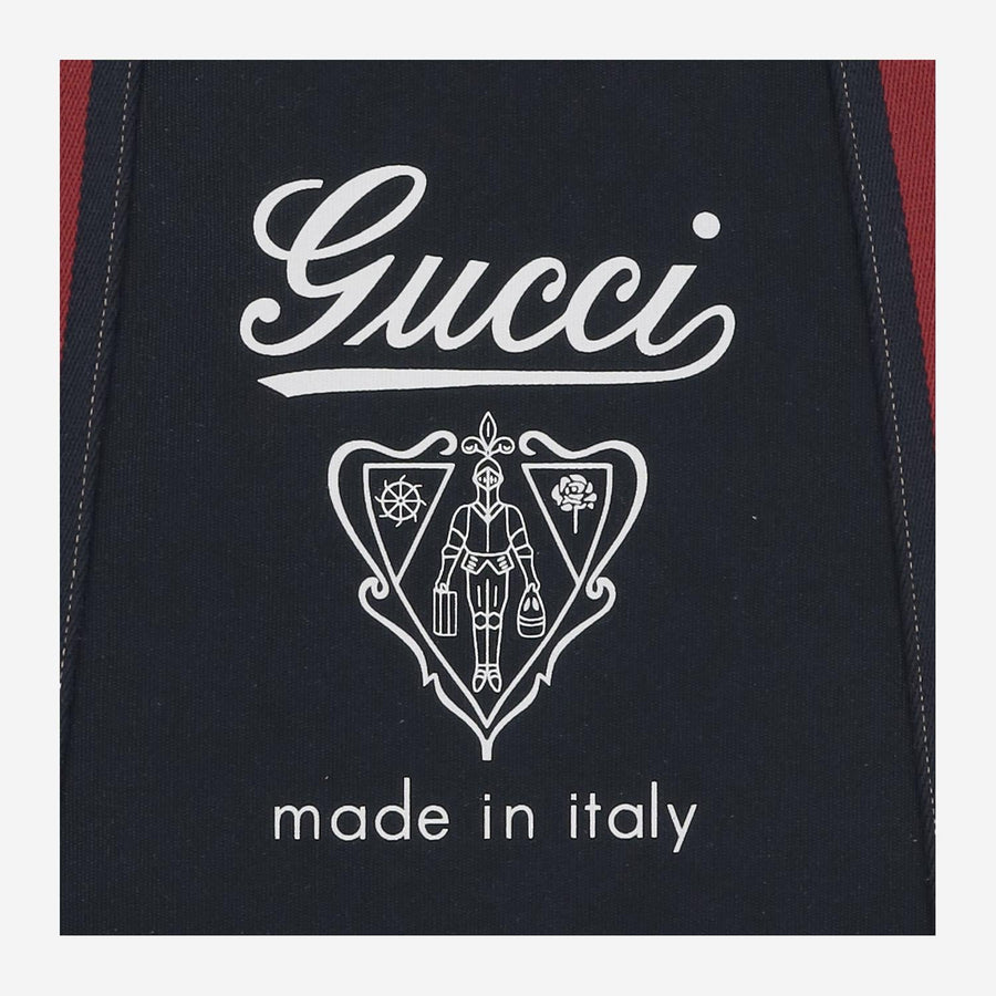 Gucci Logo-Printed Cotton Canvas Shoulder Bag — Navy