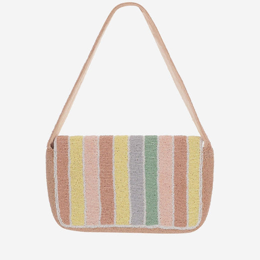Mc2 Saint Barth Beaded Striped Shoulder Bag — Multicolor Cotton