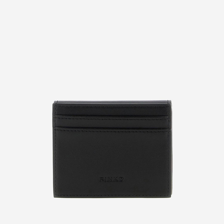 Pinko Leather Card Case Wallet — Black & Purses