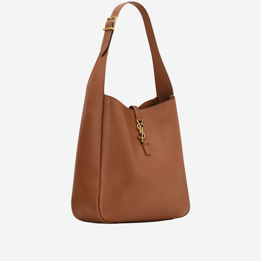Saint Laurent Hammered Leather Shoulder Bag — Brown