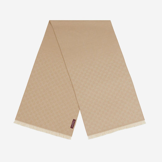 Gucci Gg Motif Wool Scarf — Beige Scarfs