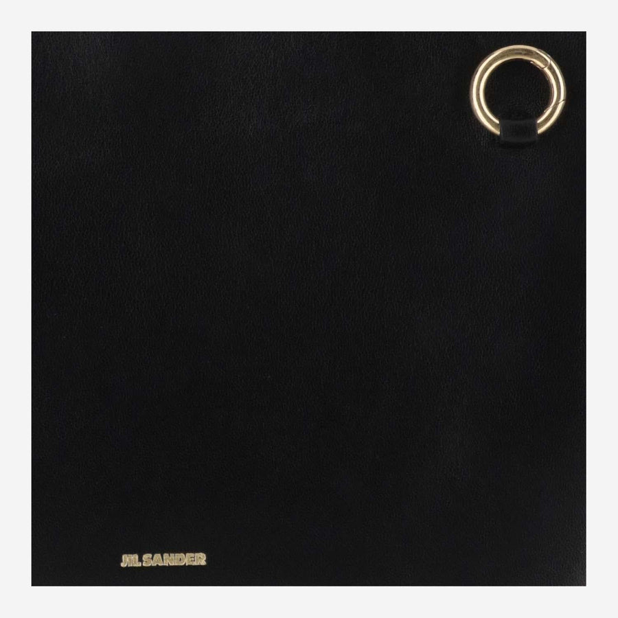 Jil Sander Minimalist Leather Shoulder Bag — Black