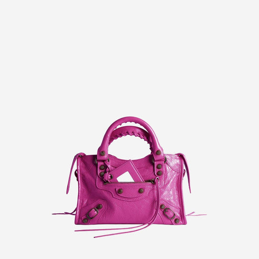 Balenciaga Top Handle Bag — Purple Lambskin Leather