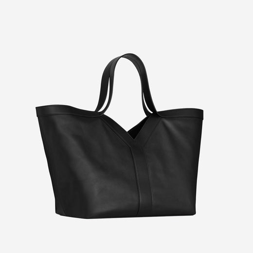Saint Laurent Smooth Leather V-Seam Shoulder Bag — Black