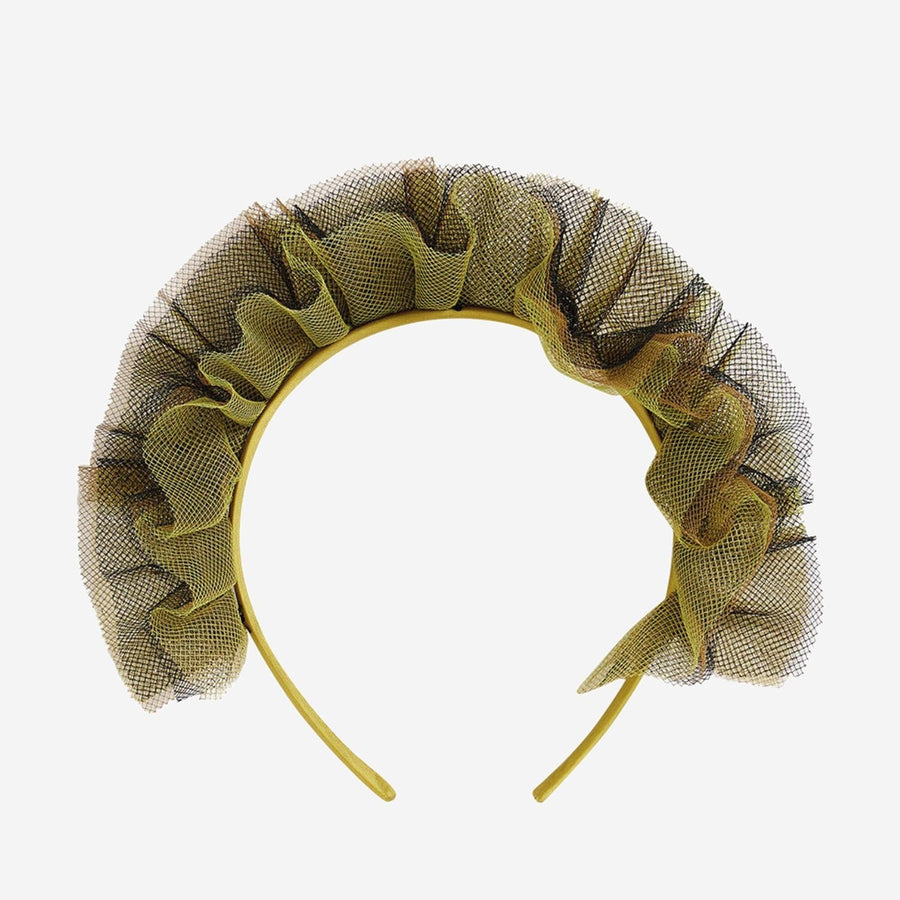 Bonpoint Ruffled Tulle Headband — Navy Polyamide Headbands