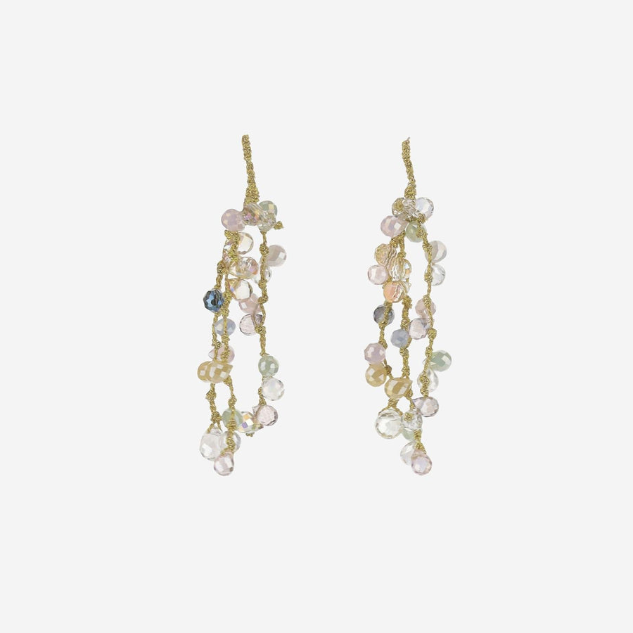 Mela Faceted Crystal Teardrop Earrings — Multicolor Natural Fibre