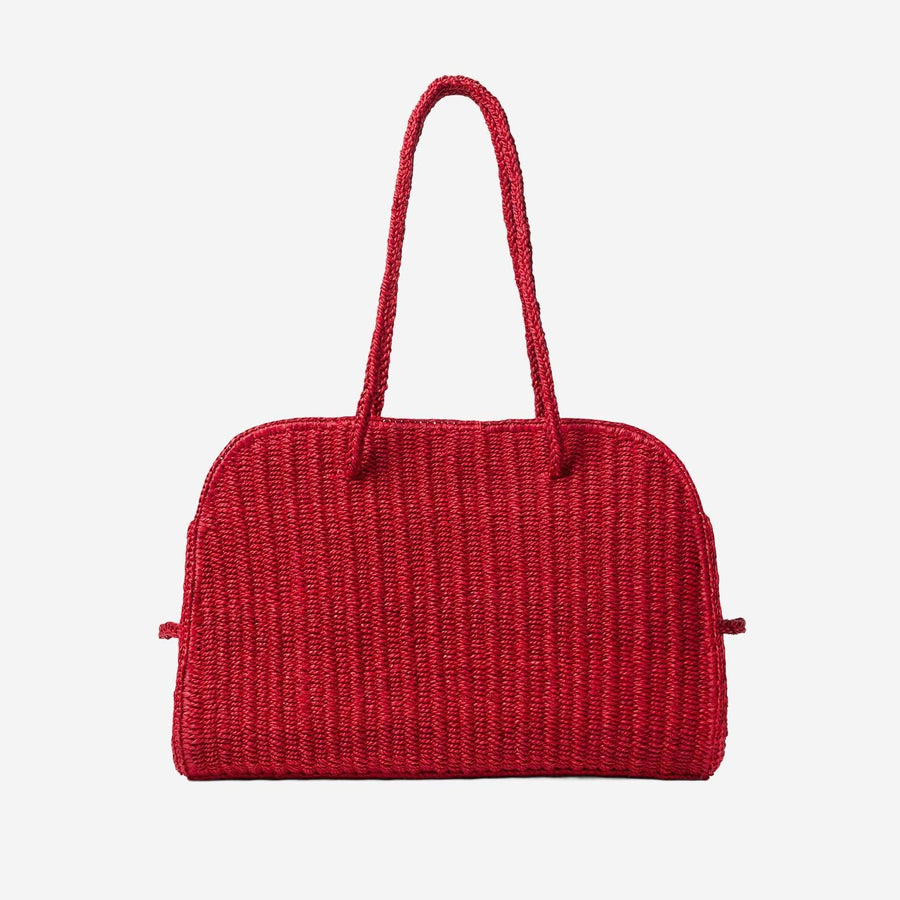 Jacquemus Raffia Bowling Shoulder Bag — Red