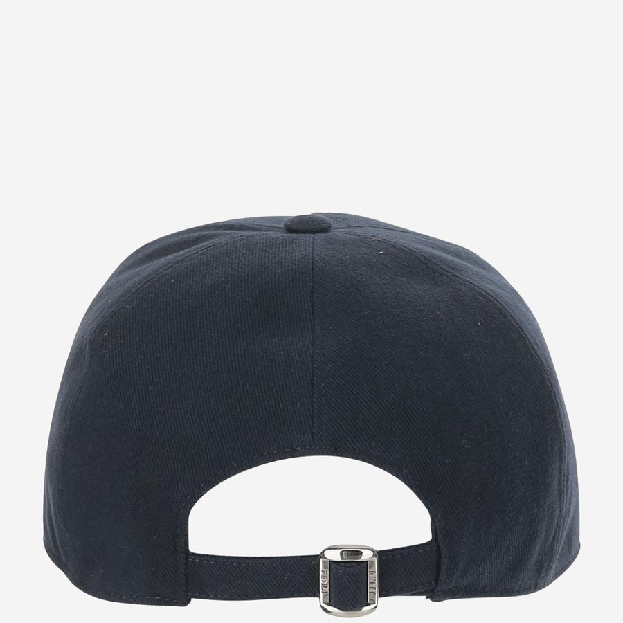 Fendi Fxq768 Embroidered Cotton Baseball Cap — Navy Cotton; Lining: Caps