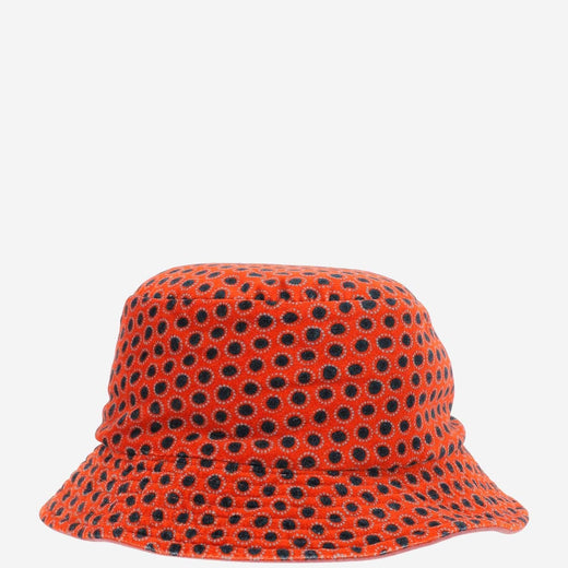 Grevi 3214 Geometric-Patterned Cotton Bucket Hat — Orange
