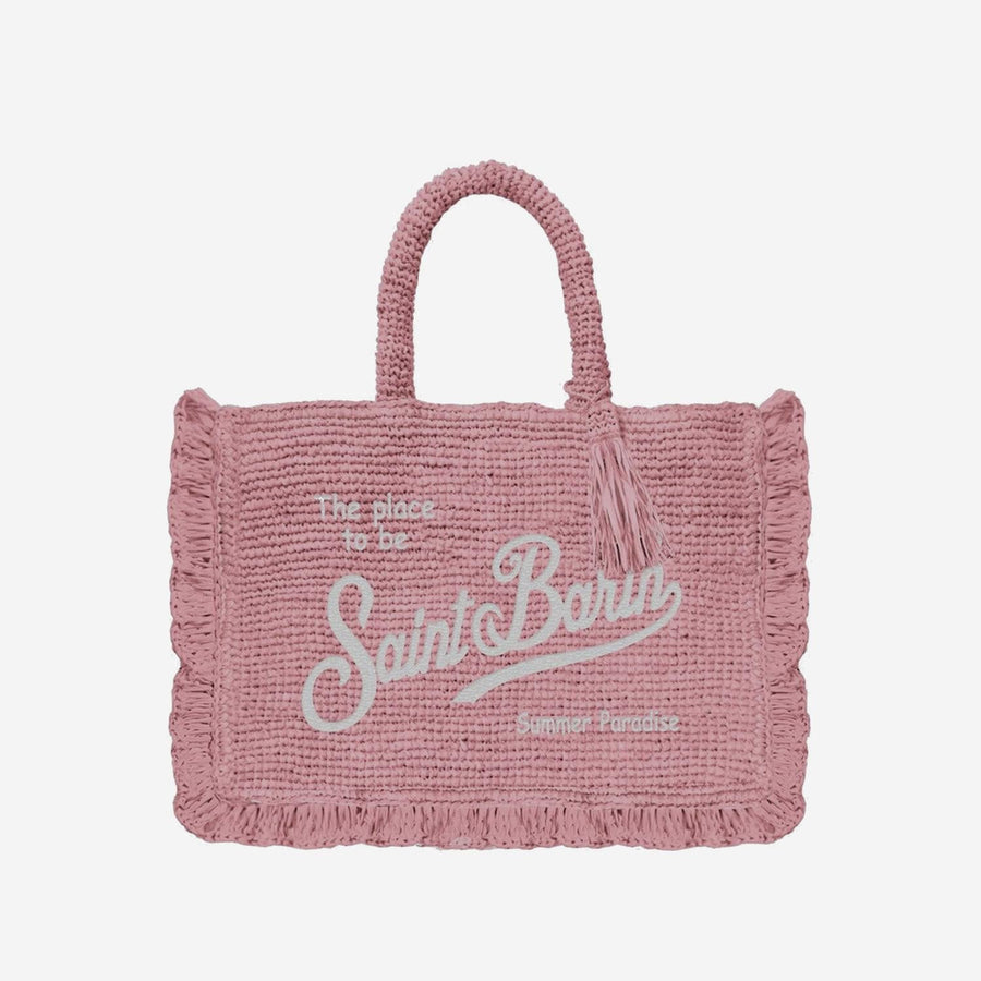 Mc2 Saint Barth Volant Shoulder Bag — Pink Raffia