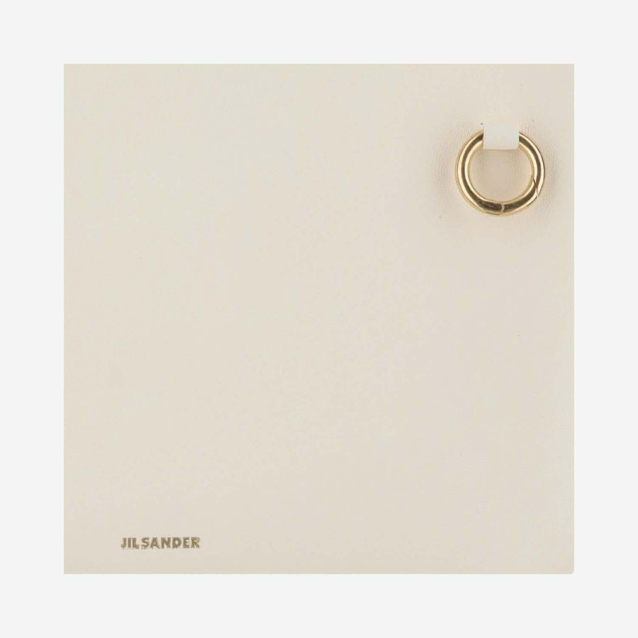 Jil Sander Embossed Logo Leather Shoulder Bag — White Sheep