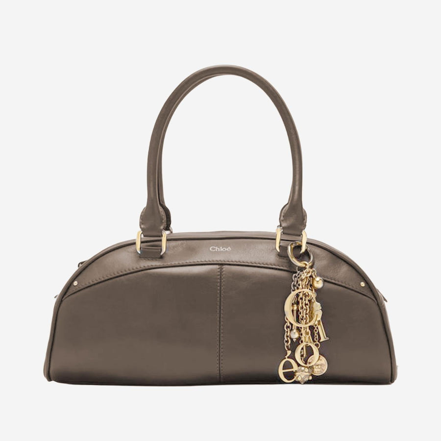 Chloé Leather Bowling Shoulder Bag — Taupe