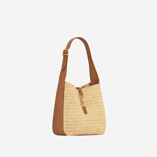 Saint Laurent Shoulder Bag — Beige Leather And Raffia