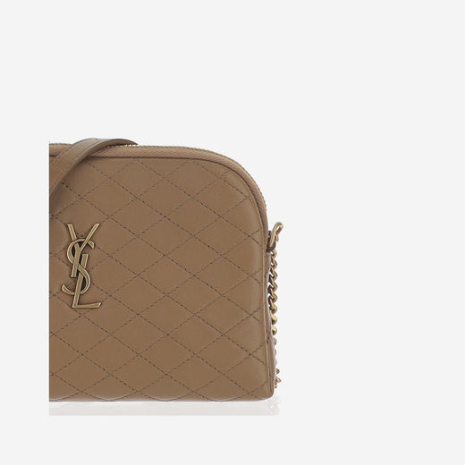 Saint Laurent Quilted Lambskin Shoulder Bag — Beige Leather