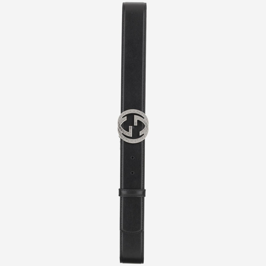 Gucci Double G Buckle Calfskin Belt — Black