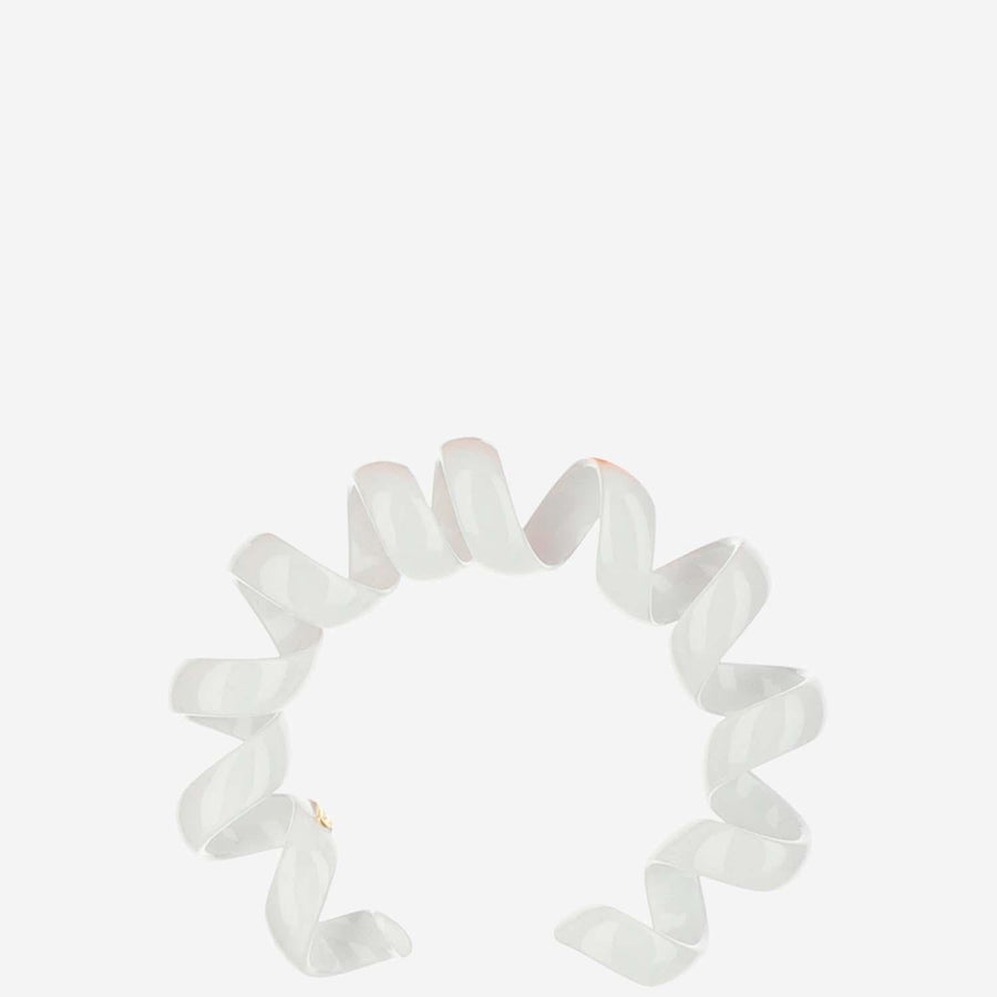 Bottega Veneta Enamelled Coiled Sterling Silver Bracelet — White Bracelets