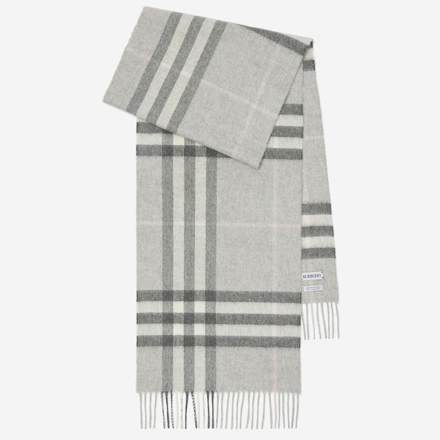 Burberry Cashmere Check Scarf — Gray Scarfs