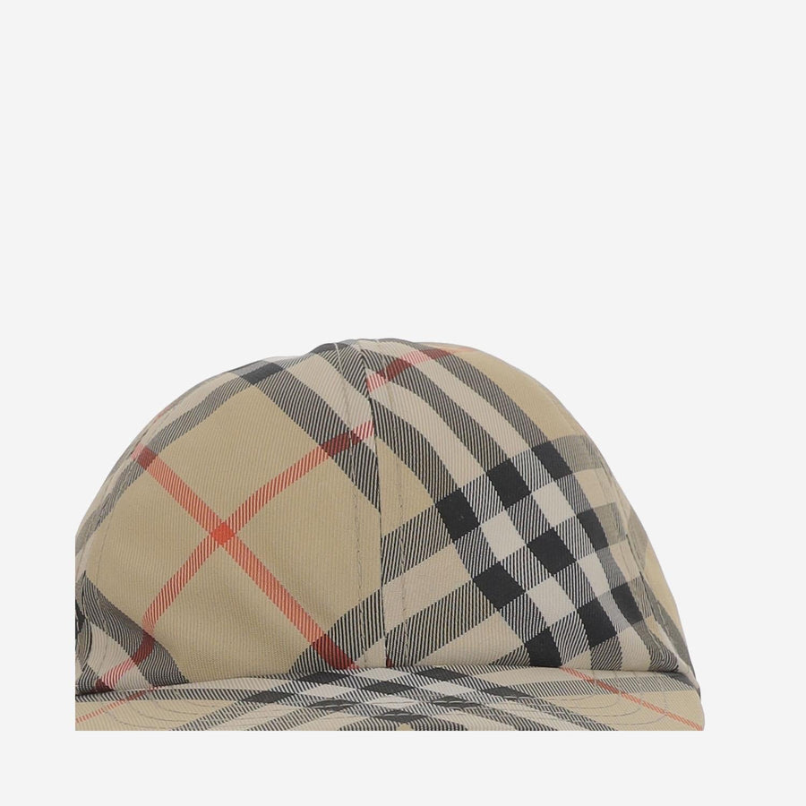Burberry 8101181 Check Polyester Baseball Cap — Beige Caps