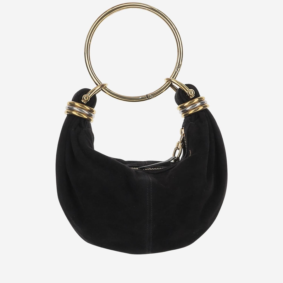 Chloé Bracelet Hobo Bag — Black Goat Suede (capra Hircus)
