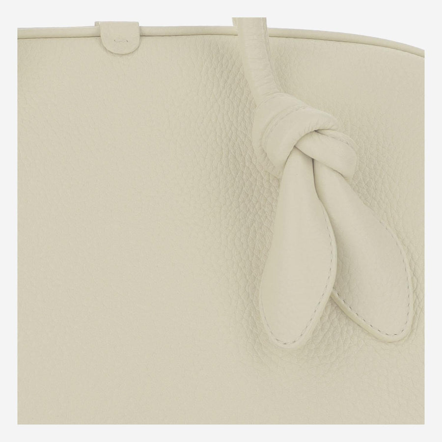 Jacquemus Bow-Handle Calfskin Shoulder Bag — White Leather