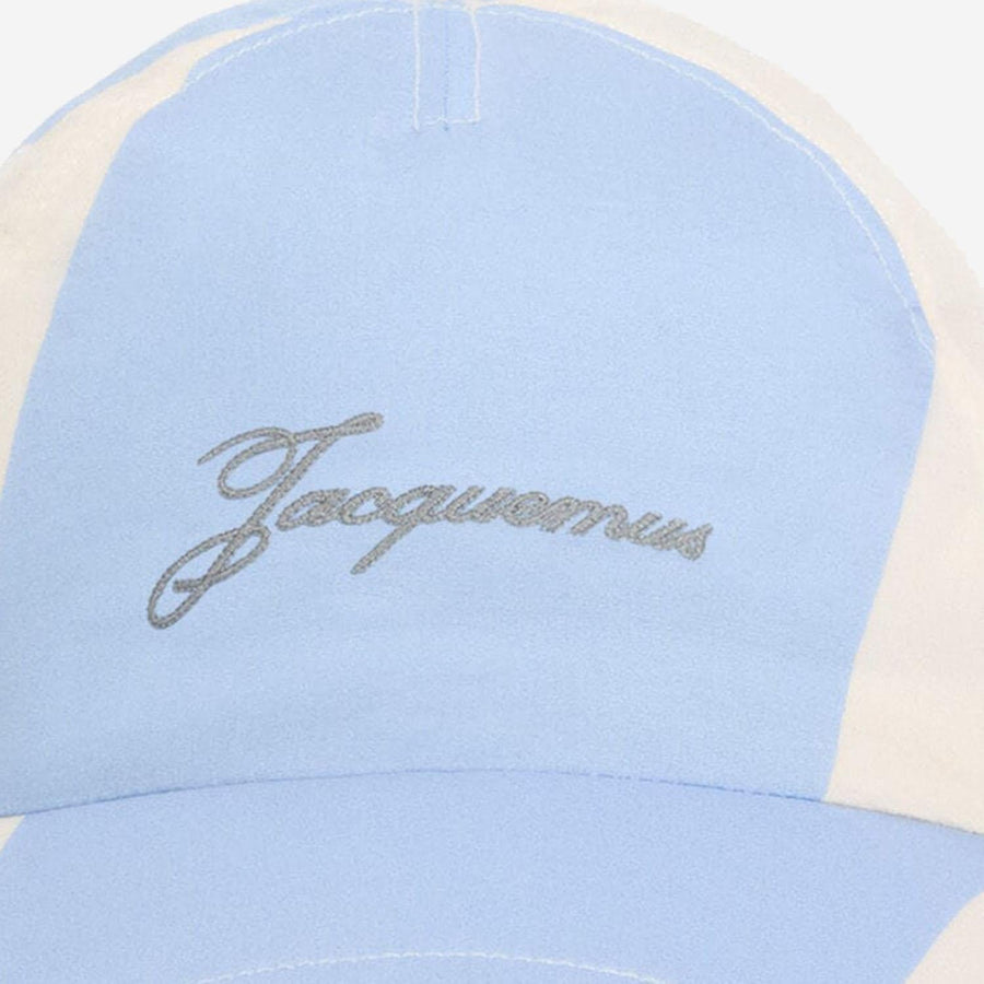 Jacquemus Acu00799aw00753 Embroidered Logo Baseball Cap — Blue Polyamide Caps
