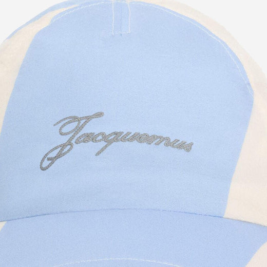 Jacquemus Acu00799aw00753 Embroidered Logo Baseball Cap — Blue Polyamide Caps