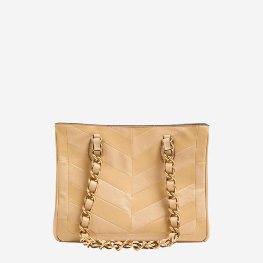 Valentino Garavani Chevron-Quilted Leather Shoulder Bag — Beige