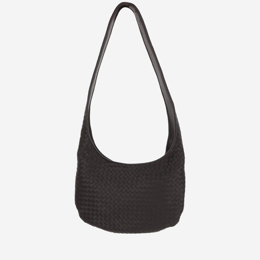 Bottega Veneta Woven Lambskin Crossbody Bag — Brown Leather