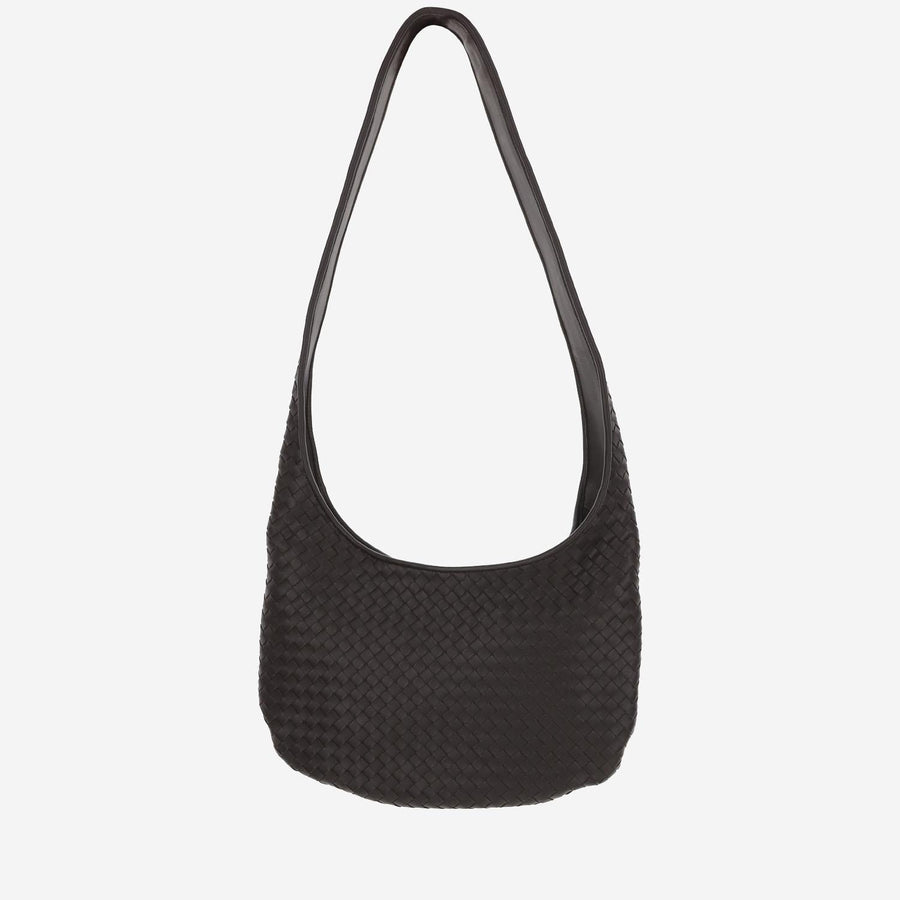 Bottega Veneta Woven Lambskin Crossbody Bag — Brown Leather