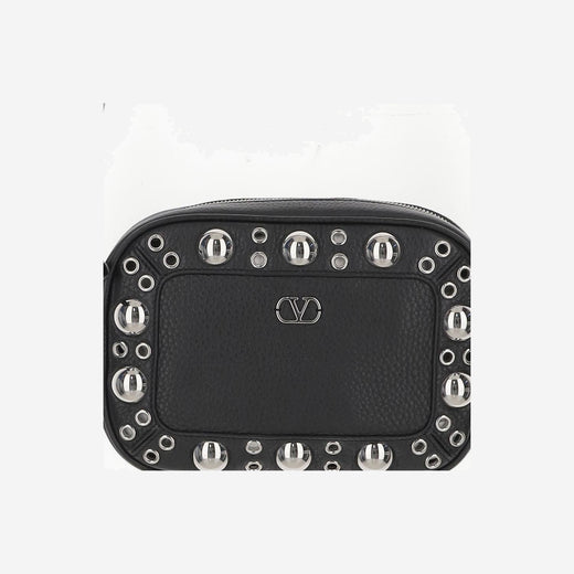 Valentino Garavani Studded Leather Crossbody Bag — Black