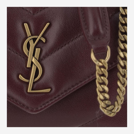 Saint Laurent Loulou Mini Shoulder Bag — Burgundy Lambskin