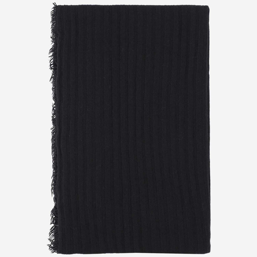 Faliero Sarti Cashmere And Wool Blend Scarf — Black Scarfs