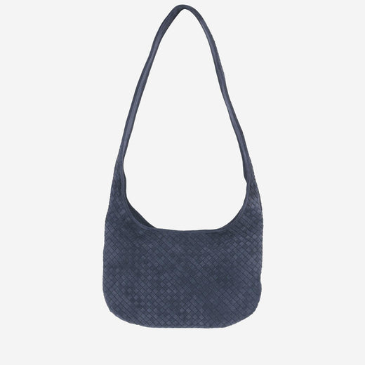 Bottega Veneta Interwoven Calfskin Shoulder Bag — Navy