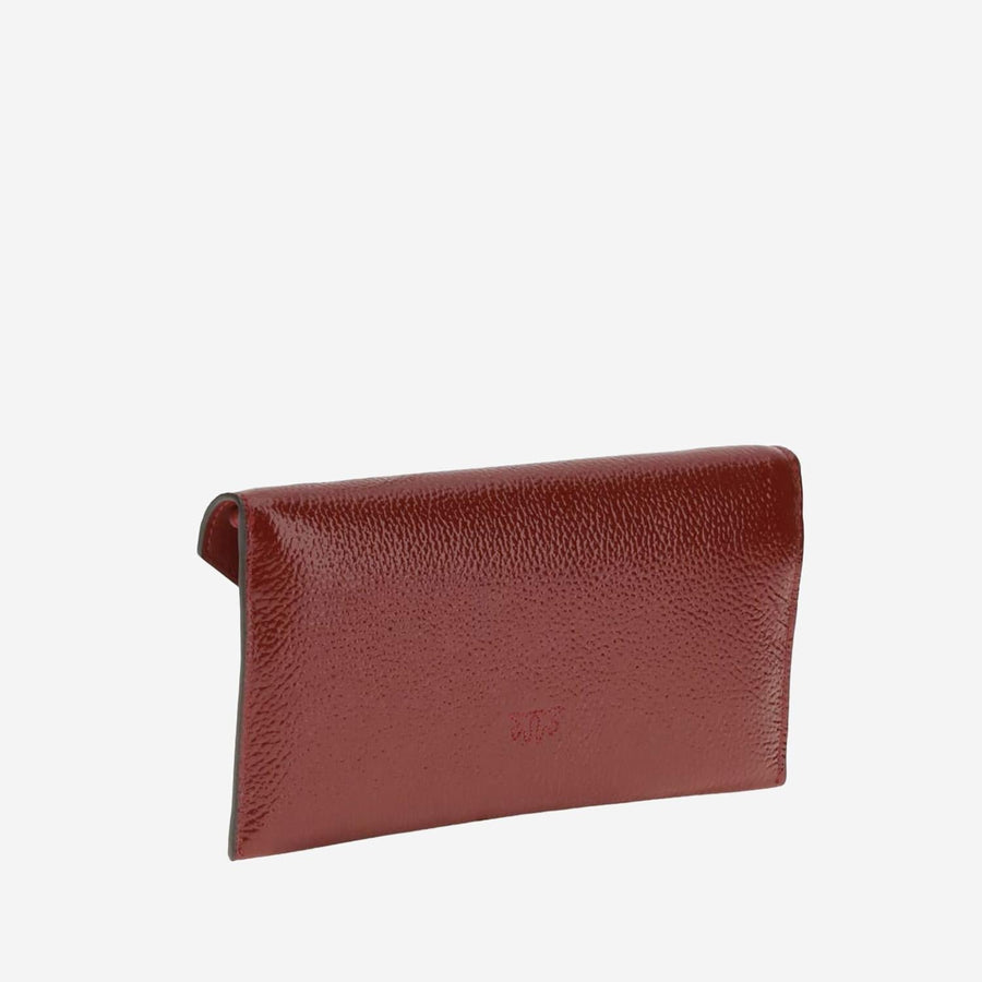 Pinko Hammered Leather Clutch — Red