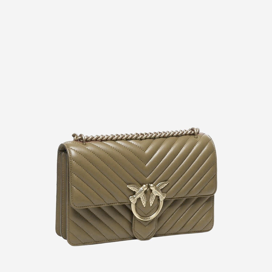 Pinko Love Shoulder Bag — Green Leather