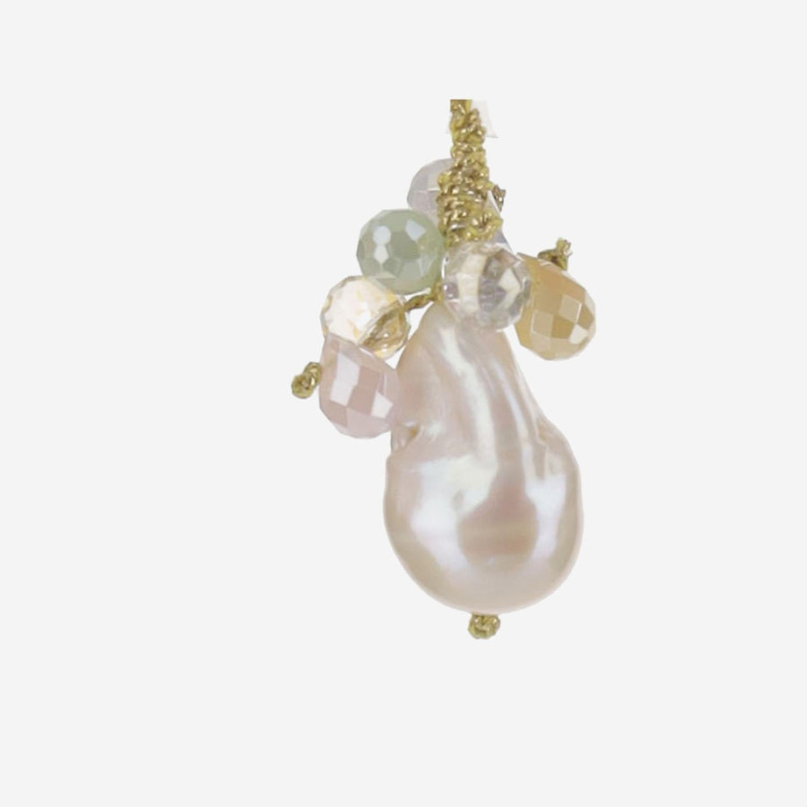 Mela Teardrop Pearl And Crystal Earrings — Multicolor Pearls Crystals