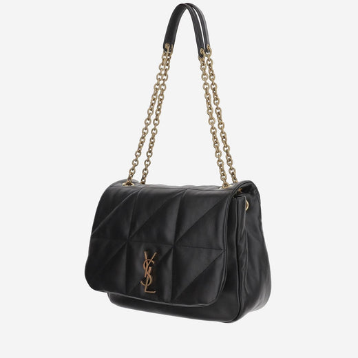 Saint Laurent Cassandre Shoulder Bag — Black Lambskin
