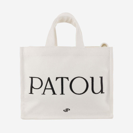 Patou Logo-Print Cotton Tote Bag — White