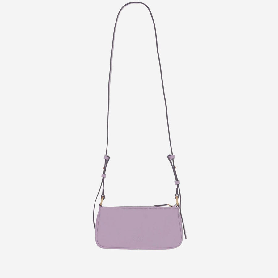 Pinko Half Moon Baguette Mini Bag — Purple Leather