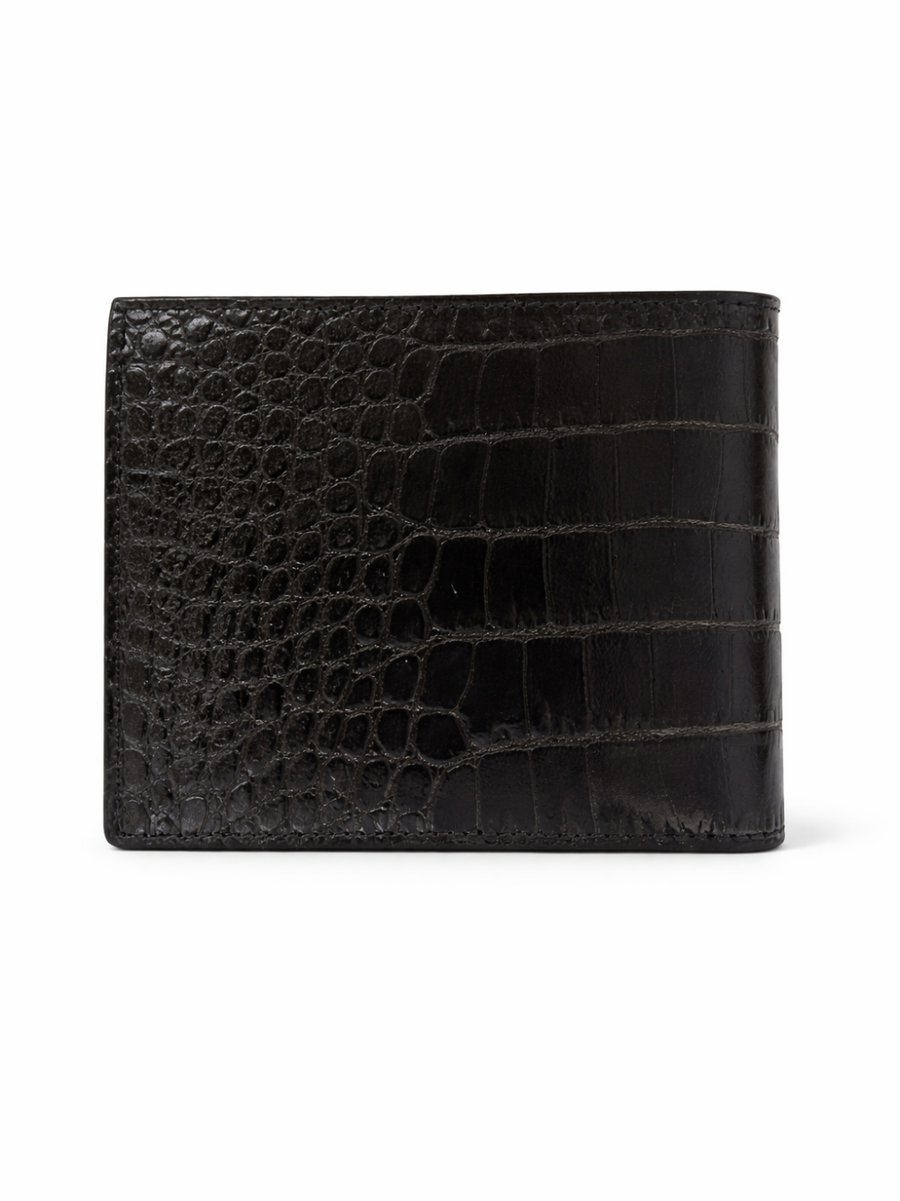 Tom Ford Crocodile-Embossed Calfskin Wallet — Black
