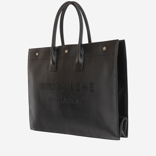 Saint Laurent Rive Gauche Tote Bag — Black Calfskin